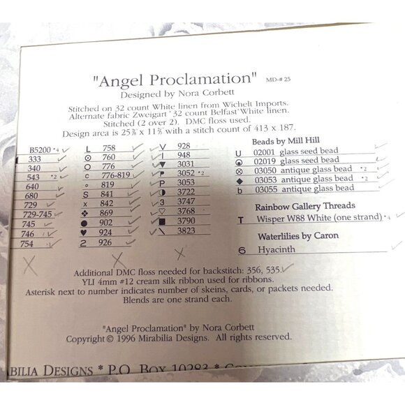 Mirabilia "Angel Proclamation" Cross Stitch Pattern By Nora Corbett - Picture 3 of 3